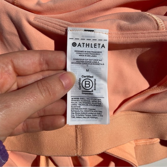 Athleta conscious crop cut-out bra sports Pilates yoga orange peach medium - Picture 5 of 6